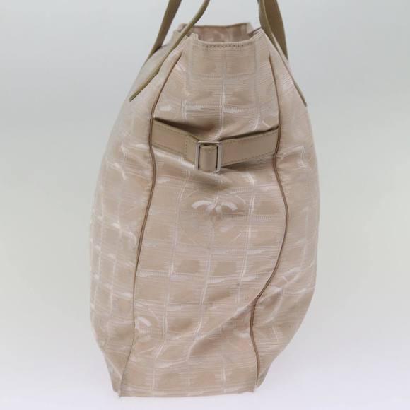 CHANEL New Travel Line Tote Bag Nylon Beige CC Auth th4946 - Picture 3 of 16